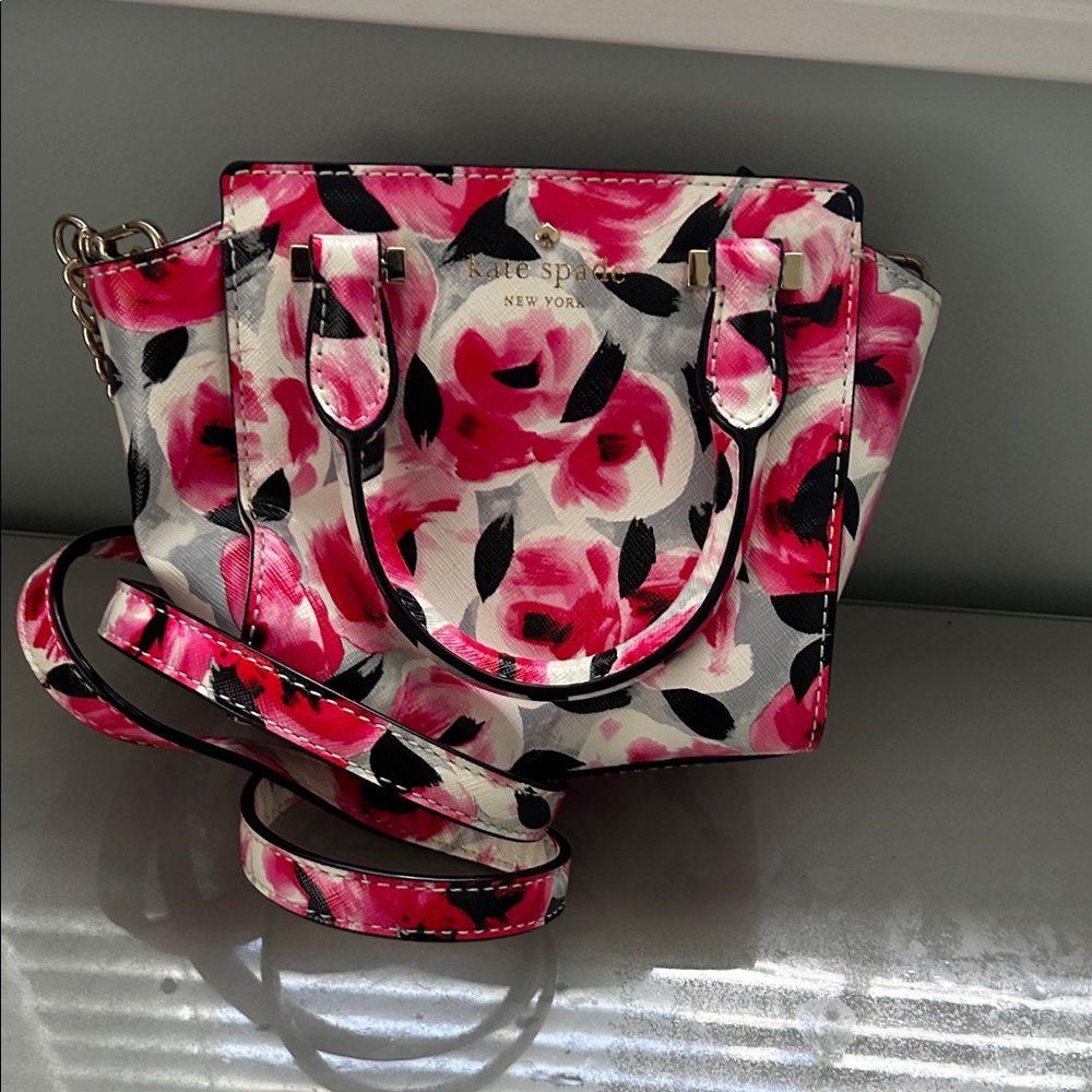 Kate Spade White and Pink Floral Mini Bag
